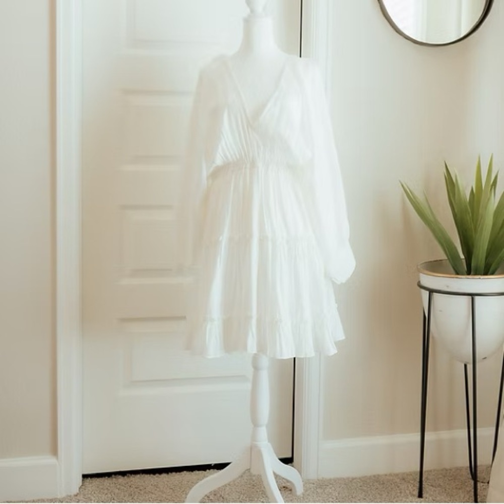 White Mini Dress with Long Sleeves - NWT